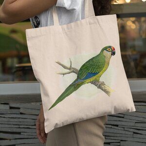 Golden Capped Conure Vintage Parrot Print Graphic Canvas Tote Bag